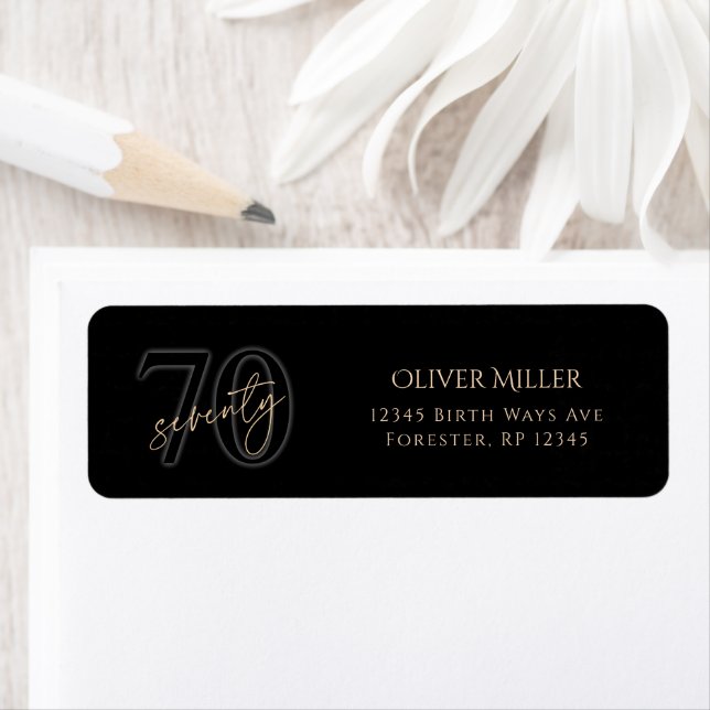 Étiquette d'adresse de retour pour le 70e annivers (En situation)