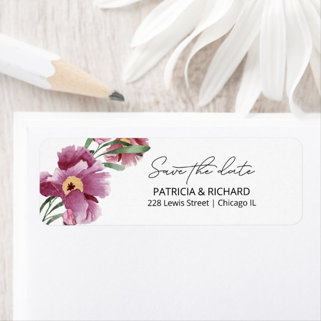 Étiquette d'adresse de retour pour le Floral Save  (En situation)