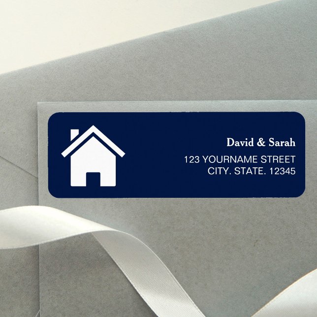 Étiquette d'adresse de retour pour maison bleue et (Créateur téléchargé)