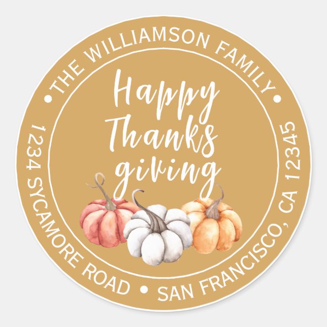Étiquette d'adresse de retour pour Thanksgiving Ci (Devant)