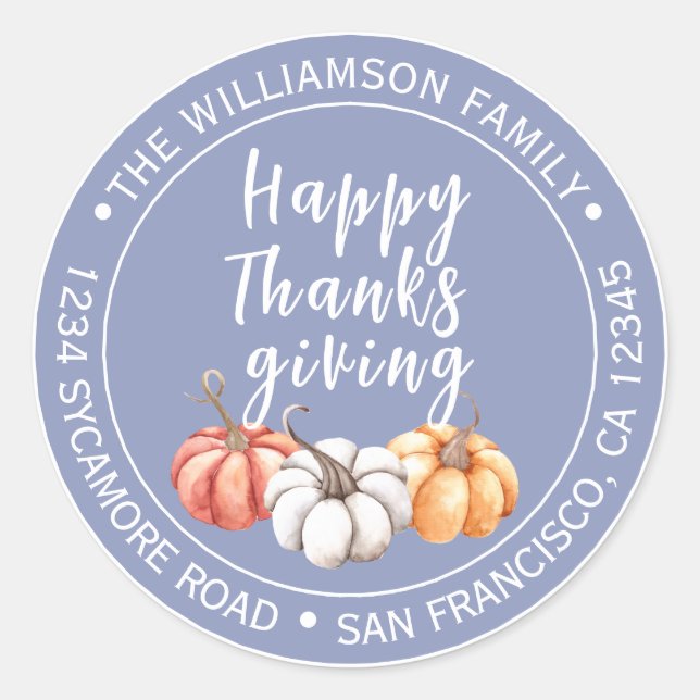Étiquette d'adresse de retour pour Thanksgiving Du (Devant)