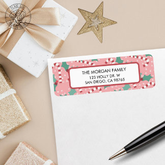 Étiquette d'adresse de retour pour un Noël rose
