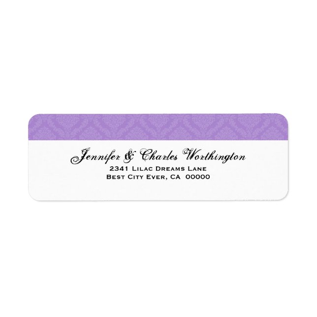 Étiquette d'adresse de retour pourpre Damask (Devant)