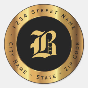 Étiquette d'adresse de retour Premium Gold Monogra