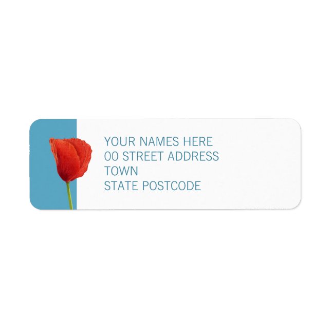 Étiquette d'adresse de retour Red Poppy aqua (Devant)