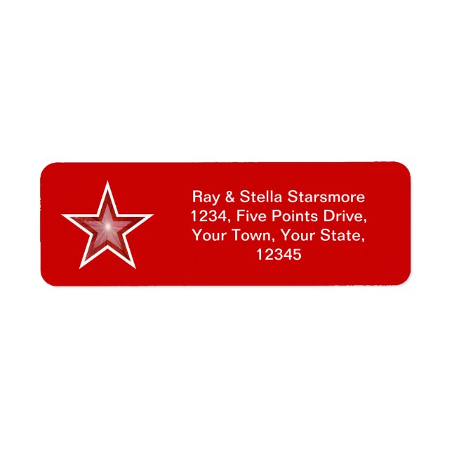 Étiquette d'adresse de retour Red Star rouge (Devant)