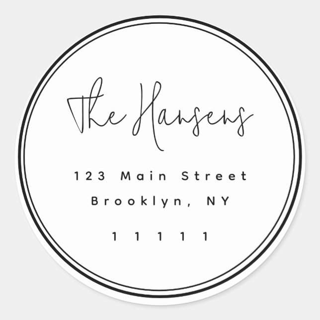 Étiquette d'adresse de retour ronde du cadre de sc (Devant)