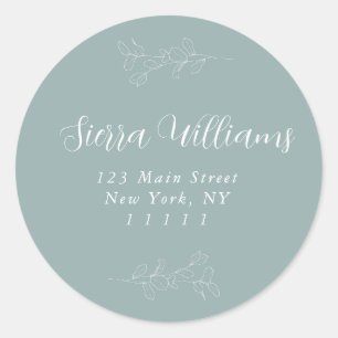 Étiquette d'adresse de retour ronde Sage Green Euc