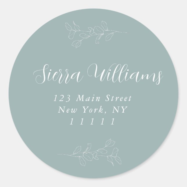 Étiquette d'adresse de retour ronde Sage Green Euc (Devant)