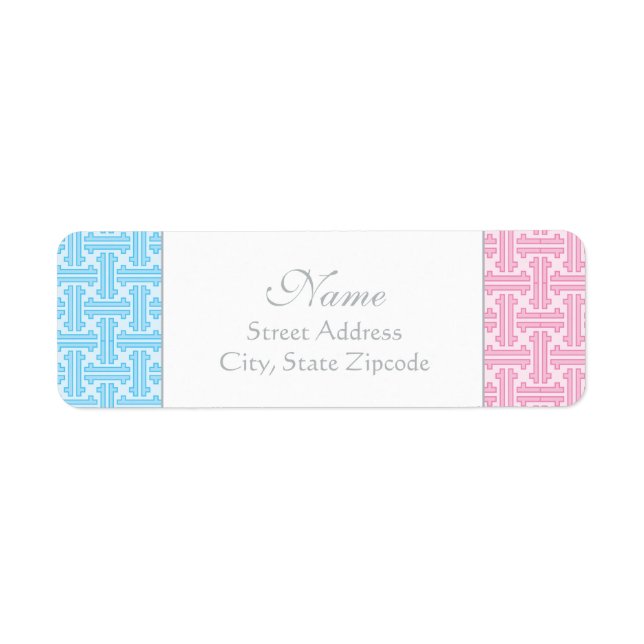 Étiquette d'adresse de retour rose et bleu (Devant)