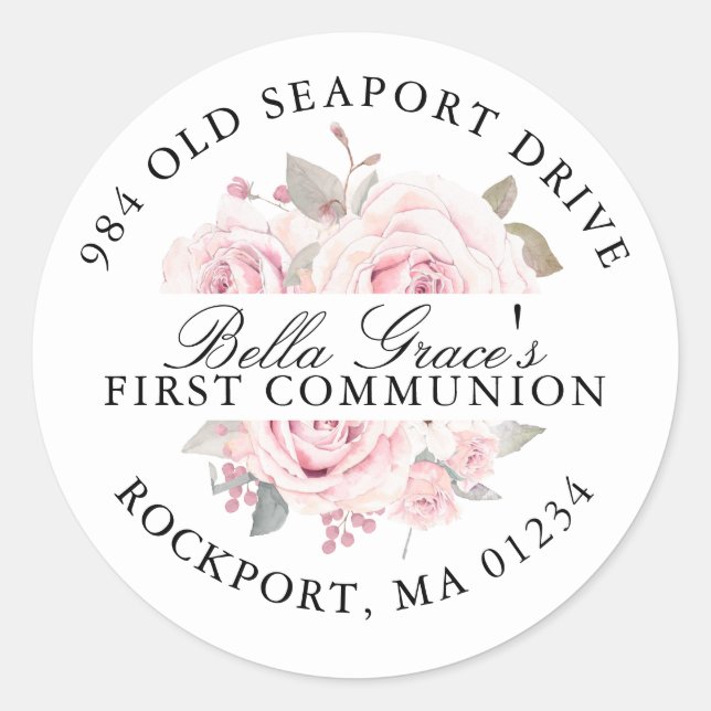Étiquette d'adresse de retour rose florale pour la (Devant)