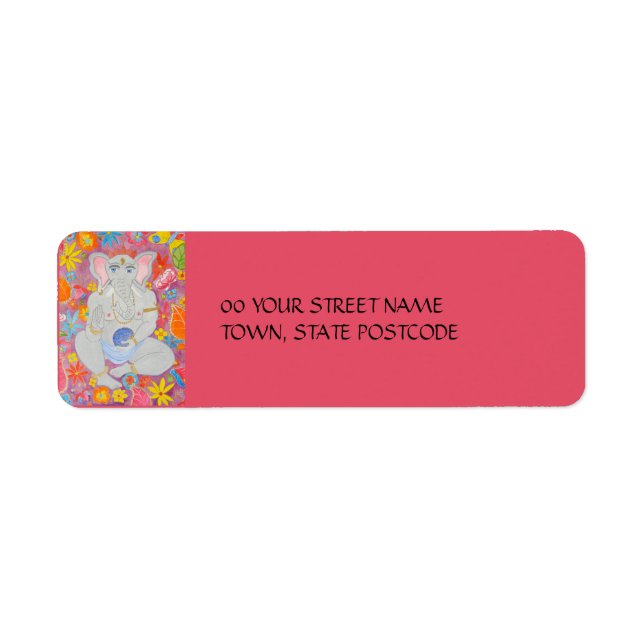 Étiquette d'adresse de retour rose Ganesh (Devant)
