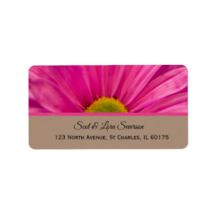 Étiquette d'adresse de retour rose Gerber Daisy