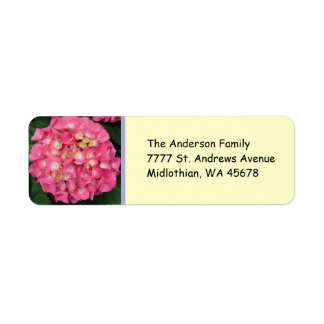 Étiquette d'adresse de retour rose Hydrangea