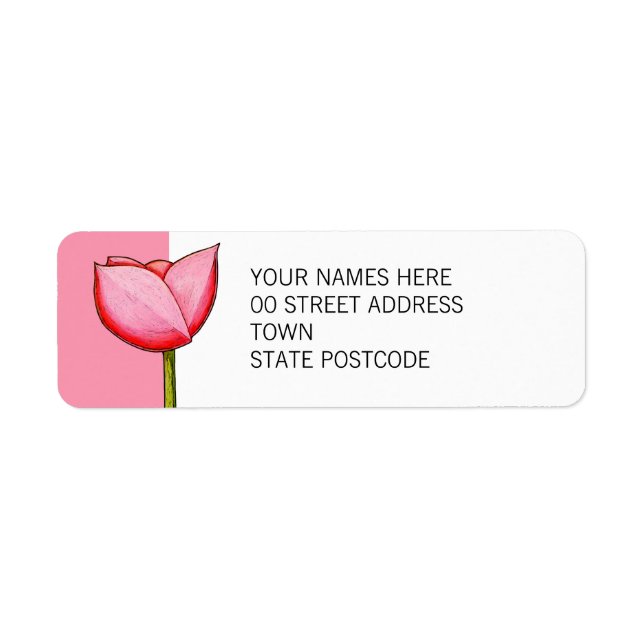 Étiquette d'adresse de retour rose simple Fleurs (Devant)