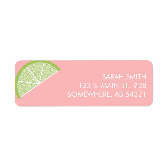 Étiquette d'adresse de retour rose vert citron (Devant)