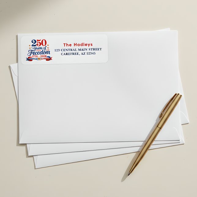 Étiquette d'adresse de retour Rouge Blanc Bleu du  (Créateur téléchargé)