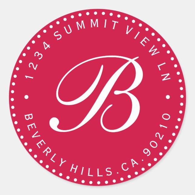 Étiquette d'adresse de retour rouge et blanc du mo (Devant)