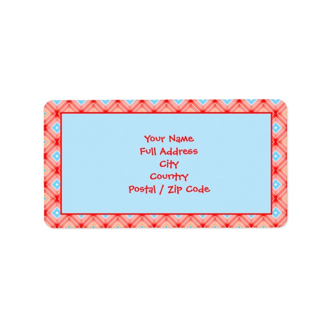 Étiquette d'adresse de retour rouge et bleu Turquo (Devant)