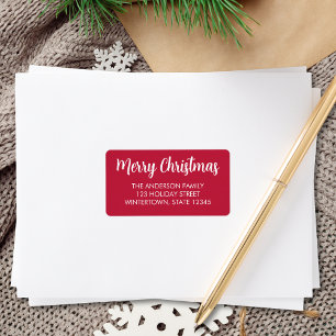 Étiquette d'adresse de retour rouge « Joyeux Noël 