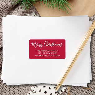 Étiquette d'adresse de retour rouge « Joyeux Noël