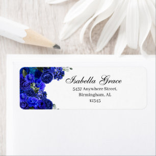 Étiquette d'adresse de retour Royal Blue Floral