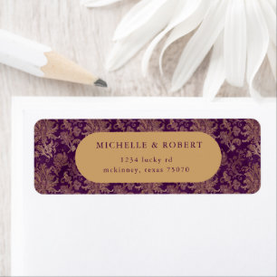 Étiquette d'adresse de retour Royal Purple Damask