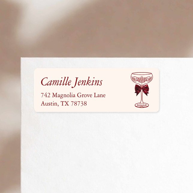 Étiquette d'adresse de retour Rubans et Bulles (Bows and Bubbly Bridal Shower Return Address Label)