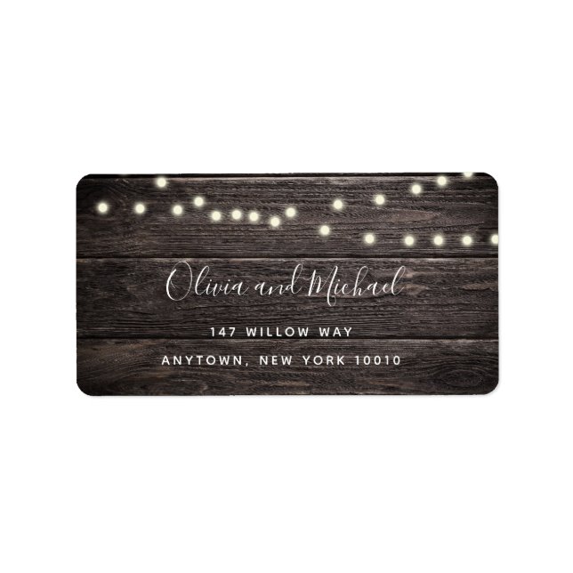 Étiquette d'adresse de retour Rustic Wood String (Devant)
