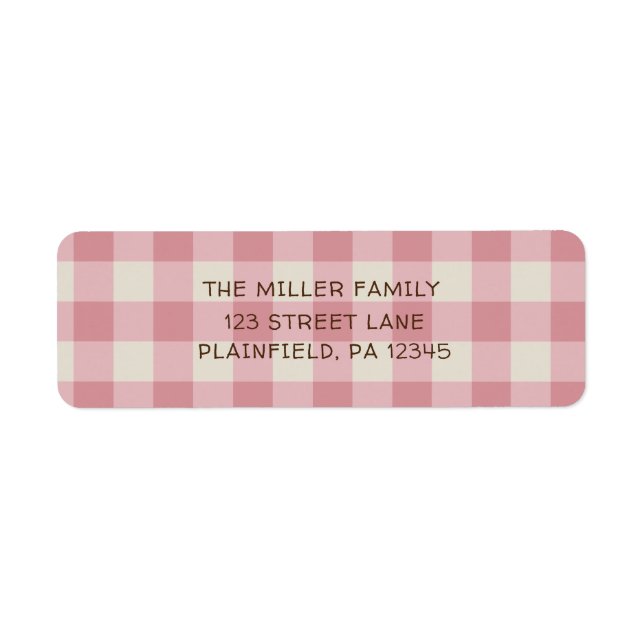 Étiquette d'adresse de retour Rustique rose Buffal (Devant)
