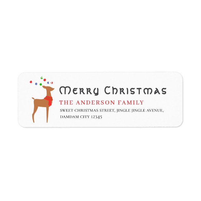 Étiquette d'adresse de retour Sapin de Noël & Renn (Devant)