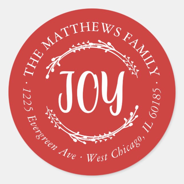 Étiquette d'adresse de retour simple Joie ronde (Devant)