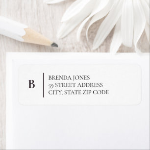 Étiquette d'adresse de retour simple Monogramme