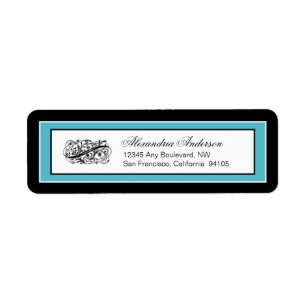 Étiquette d'adresse de retour simple (noir/aqua)