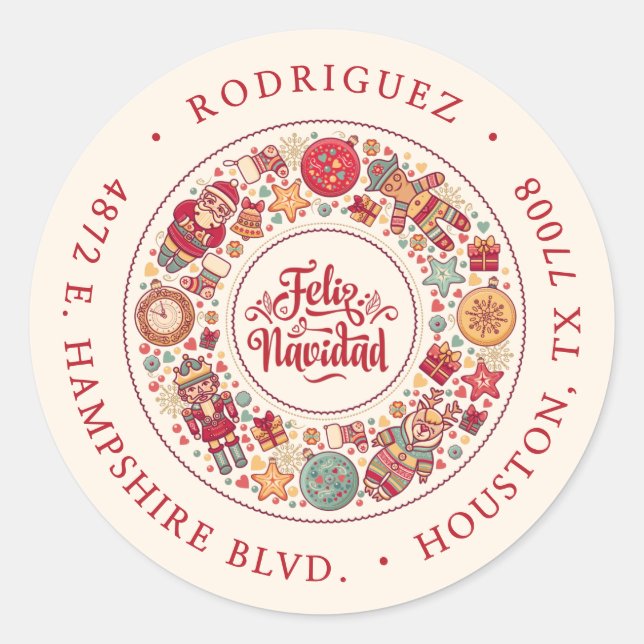 Étiquette d'adresse de retour USA Couronne Feliz N (Devant)