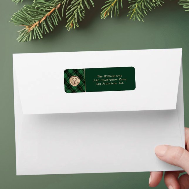 Étiquette d'adresse de retour vert élégant à carre (Créateur téléchargé)