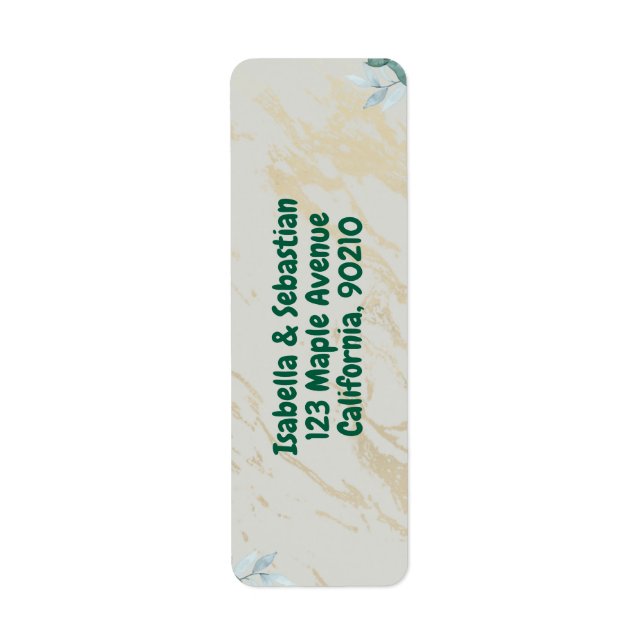Étiquette d'adresse de retour Vert Sauge & Or Euca (Devant)