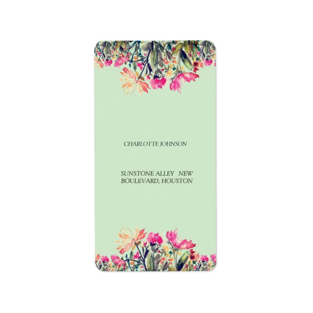 Étiquette d'adresse de retour verte à la menthe fl (Devant)
