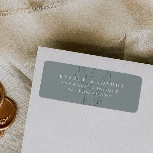 Étiquette d'adresse de retour verte de tige botani (Créateur téléchargé)