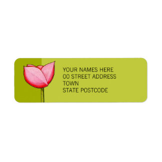 Étiquette d'adresse de retour verte Fleurs simples