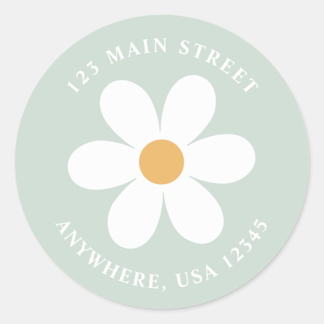 Étiquette d'adresse de retour verte marguerite rét (Devant)