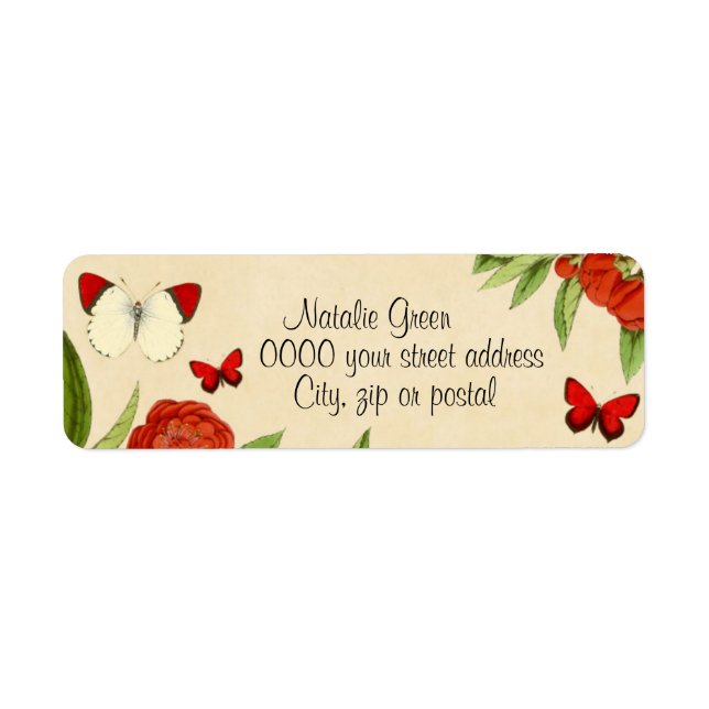 Étiquette d'adresse de retour vintage floral (Devant)