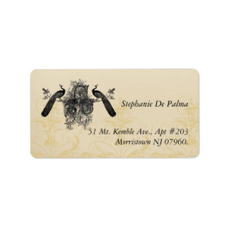 Étiquette d'adresse de retour vintage Peock Monogr