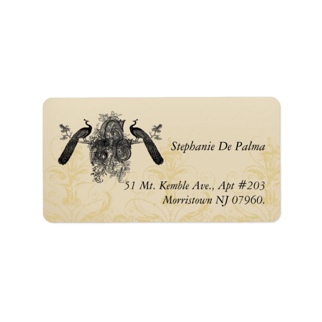 Étiquette d'adresse de retour vintage Peock Monogr (Devant)