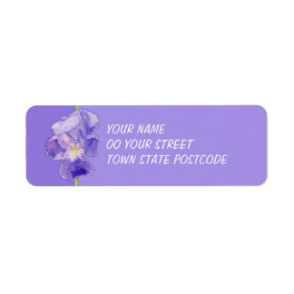 Étiquette d'adresse de retour violet Iris violet