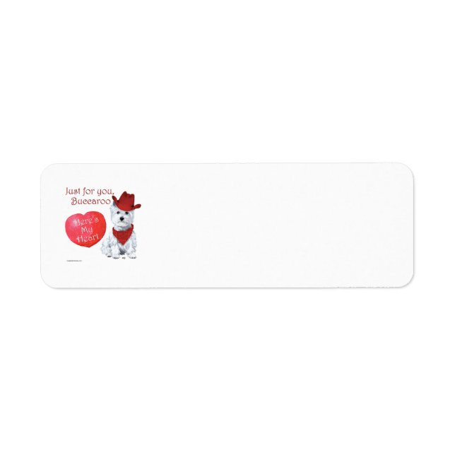 Étiquette d'adresse de retour Westie Valentine (Devant)
