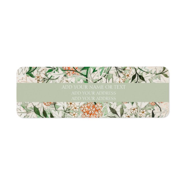ÉTIQUETTE D'ADRESSE DE RETOUR : WILLIAM MORRIS : J (Devant)