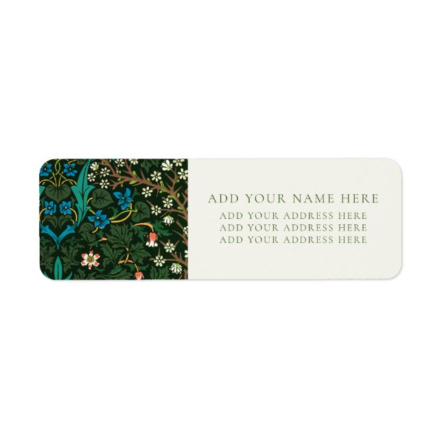 ÉTIQUETTE D'ADRESSE DE RETOUR WILLIAM MORRIS "TULI (Devant)