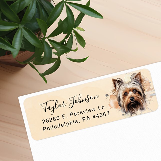 Étiquette d'adresse de retour Yorkshire Terrier (Créateur téléchargé)