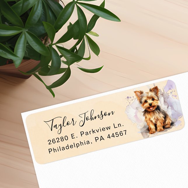 Étiquette d'adresse de retour Yorkshire Terrier (Créateur téléchargé)